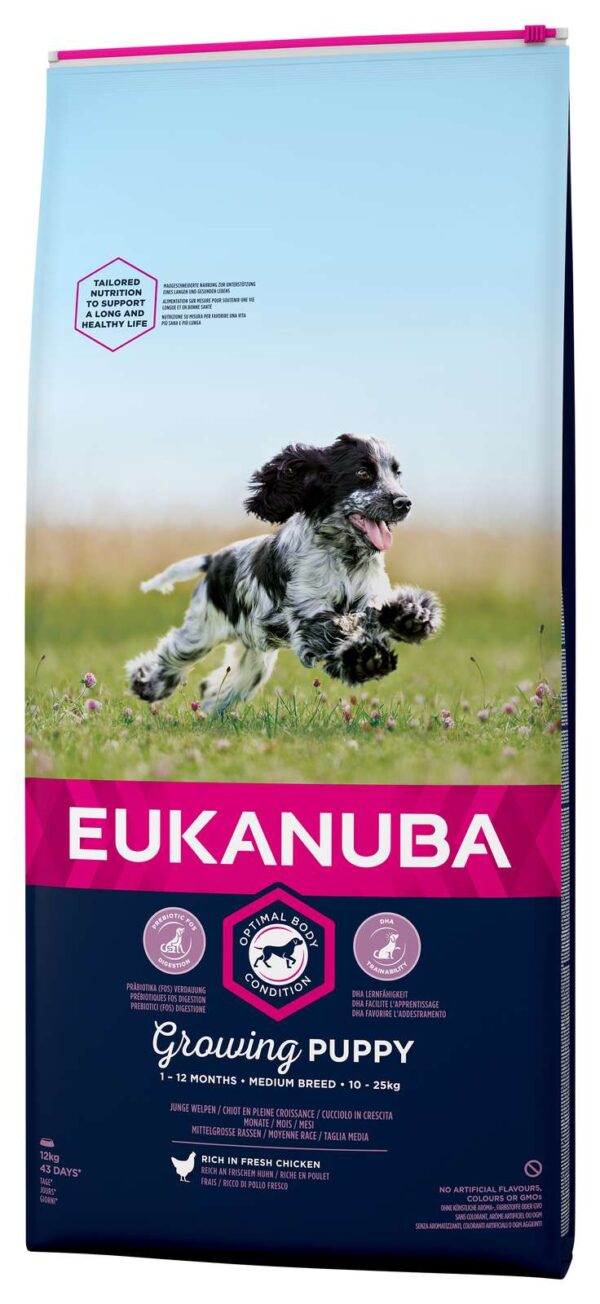 Eldorado - Eukanuba puppy M kylling & ris 12kg - Hundefoder