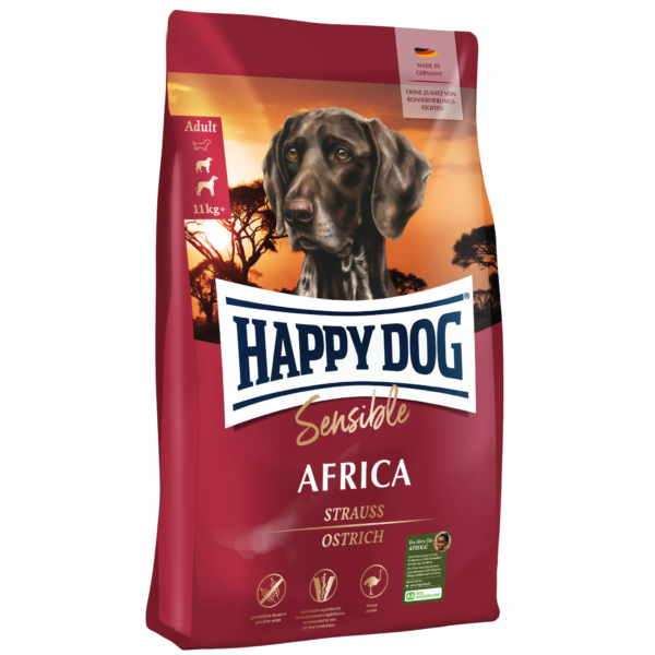 Happy dog og Cat - Happy Dog Supreme Sensible Afrika 11kg, med Struds - Hundefoder