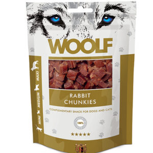 Qpet - Woolf Kanin Chunkies 100g, Kornfri, lavt fedtindhold - Hundegodbidder