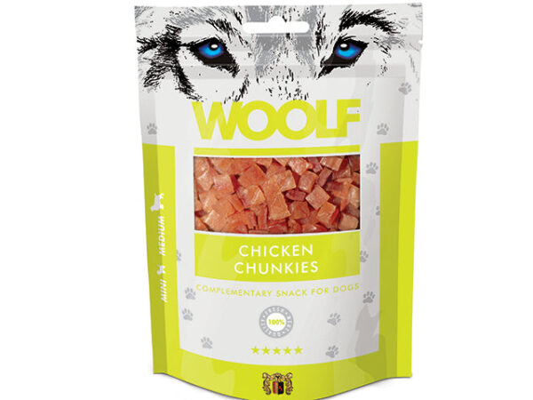 Qpet - Woolf Kylling Chunkies 100g, Kornfri - Hundegodbidder