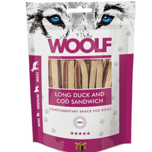 Qpet - Woolf Lang Sandwich med And og Torsk 100g - Hundegodbidder