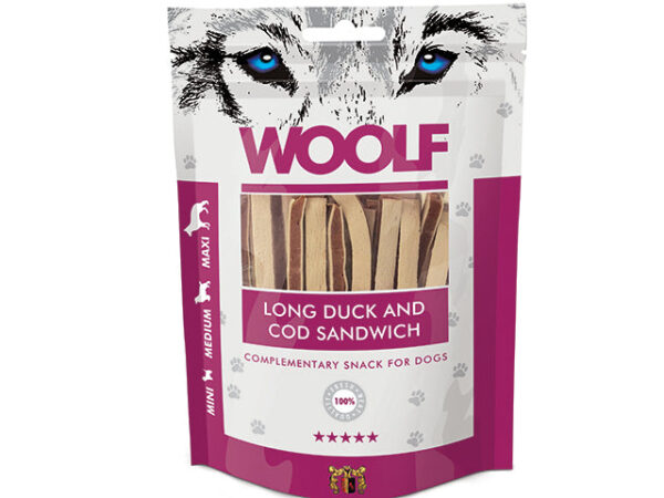 Qpet - Woolf Lang Sandwich med And og Torsk 100g - Hundegodbidder