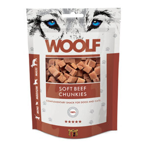 Qpet - Woolf Okse Chunkies 100g, Kornfri, lavt fedtindhold - Hundegodbidder