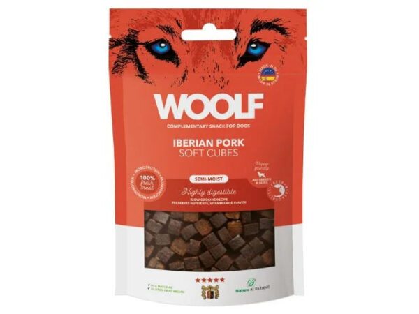 Qpet - Woolf Soft Cubes Iberian Pork 100g - Hundegodbidder