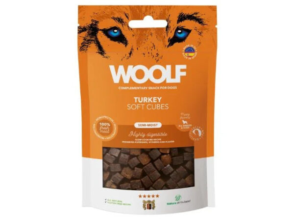 Qpet - Woolf Soft Cubes Turkey 100g - Hundegodbidder