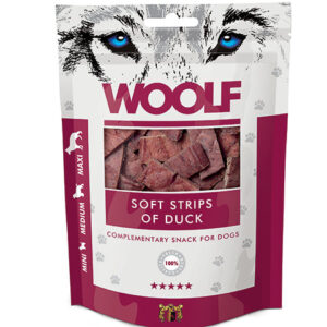 Qpet - Woolf Soft strips med And 100g Godbidder - Hundegodbidder