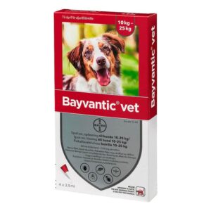 Pharmaservice - Bayvantic vet til hund 10-25kg loppe/flåtmiddel - Bekæmpelse af lopper og flåter